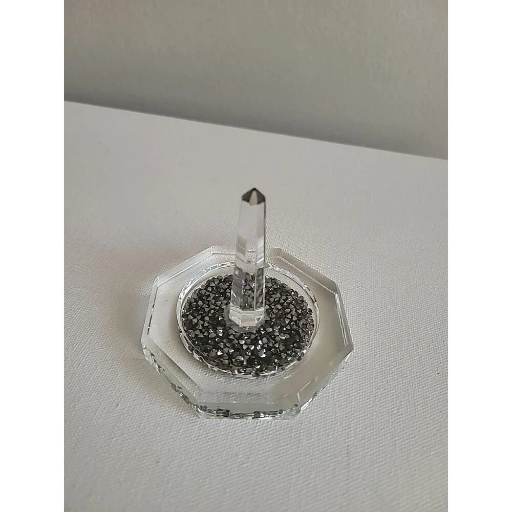 Oleg Cassini Crystal Diamond Ring Holder Signed